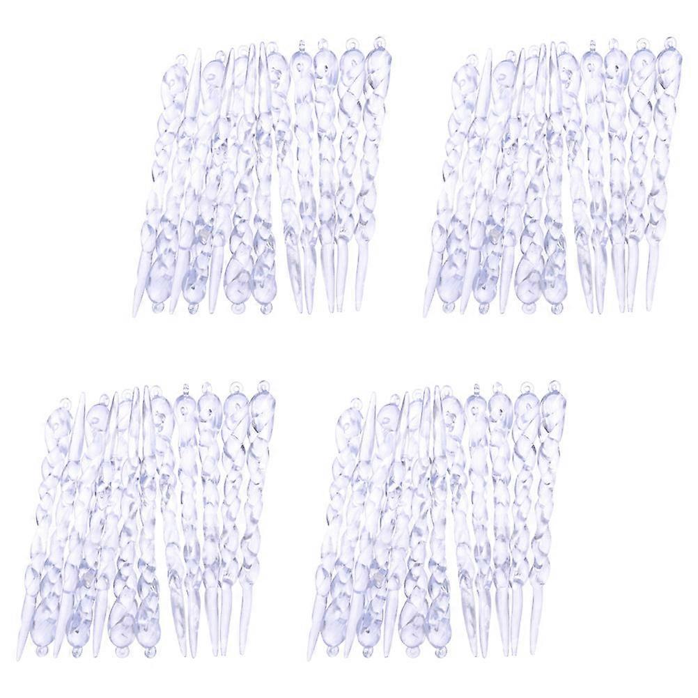 48pcs Acrylic Pendant Christmas Tree Ornaments – Transparent Drops for Holiday Decor, Ice Themed & Festive Atmosphere