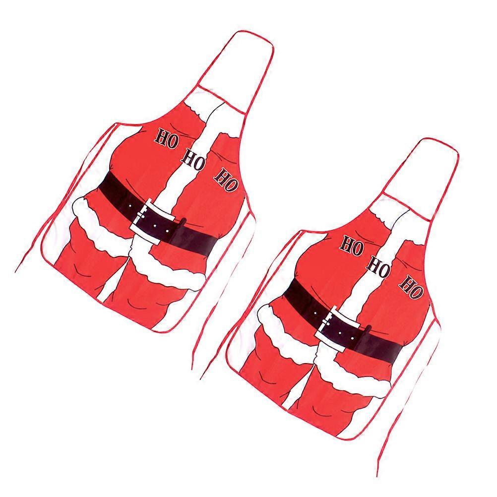 Old Man Pattern Kitchen Apron For Cosplay Party And Family Gatherings 2Set Red