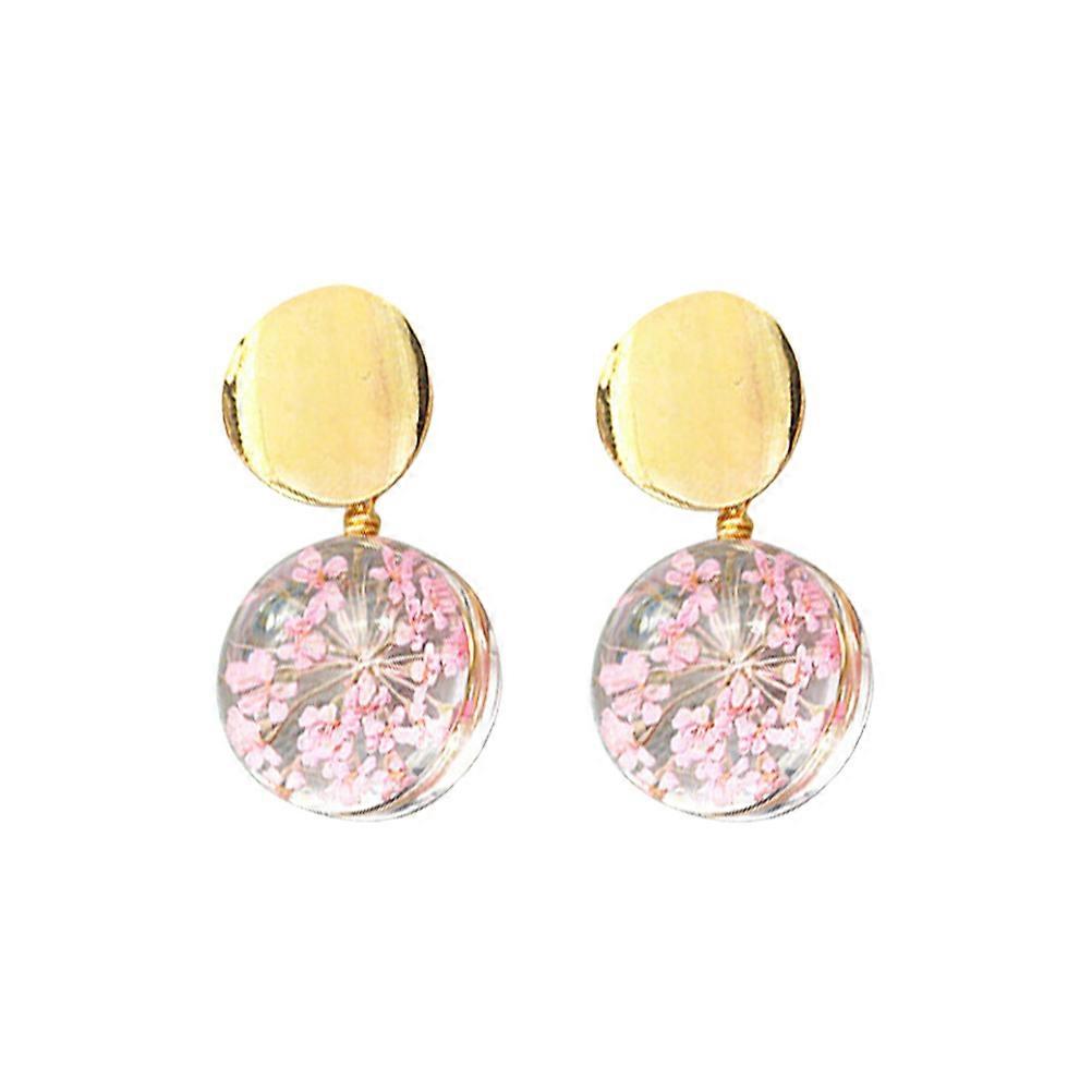 Resin Dangle Earrings with Dried Flower Design for Women in Assorted Colors Lightweight and Durable