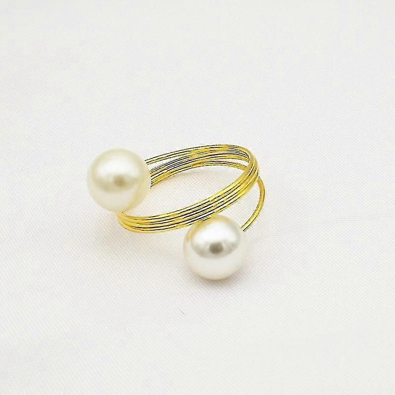 ナプキンリング、真珠のボタン12pcsゴールドナプキンリング、ダイニングディナーパーティーのためのナプキンリングホルダー