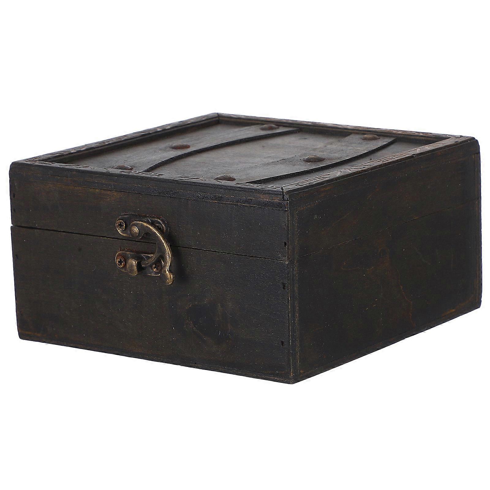 It sounds like you're describing or looking for a **vintage style wooden storage box** with a lid, designed in a retro treasure chest style. These