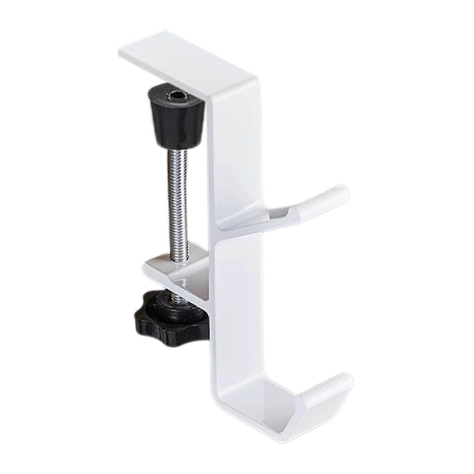 Under the desk clamp hooks, wallet hooks for desks, women's backpack hanger  adjustable metal organizer, spacesaving storage. White.