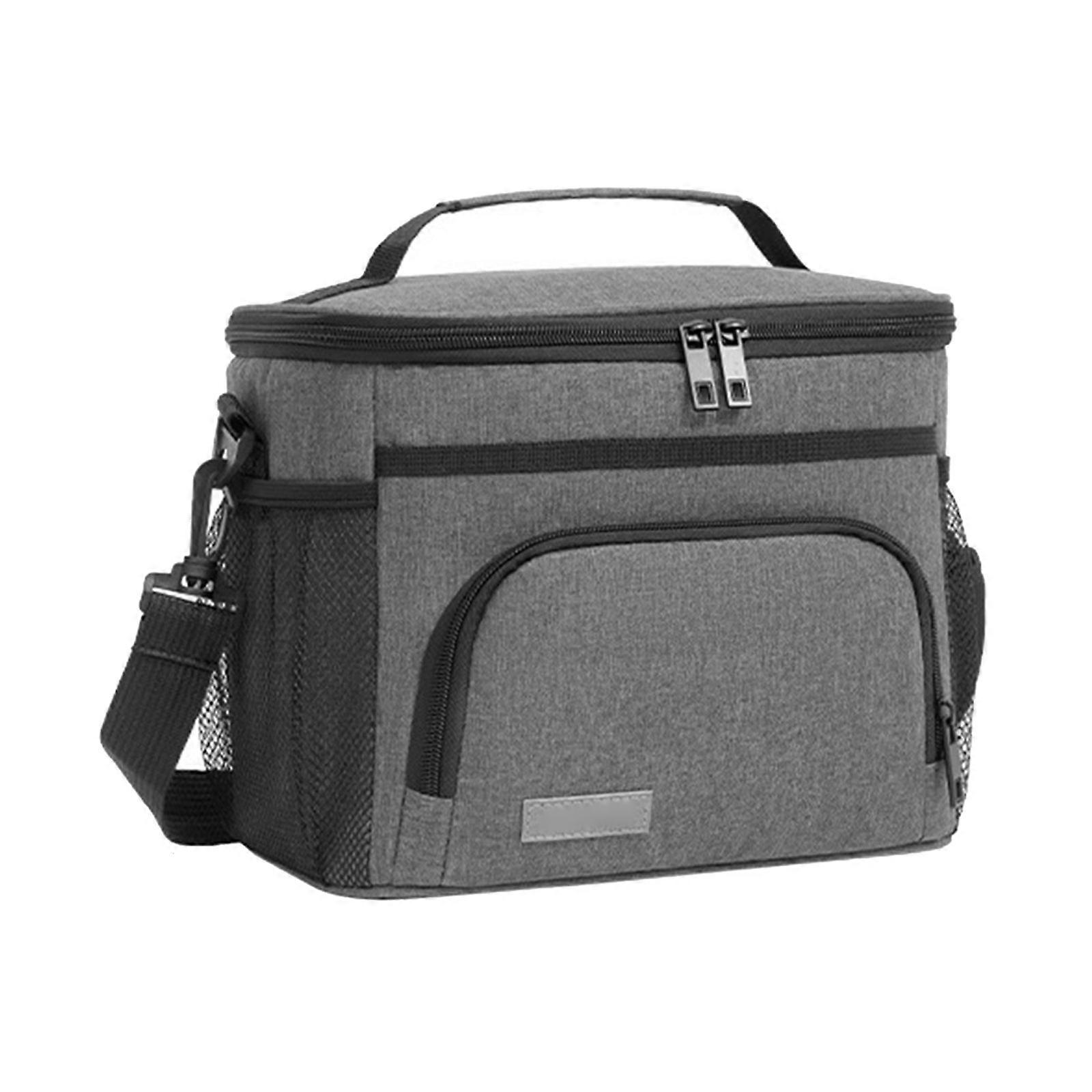 Reusable Thermal Food Storage Bag With Thickened Oxford Fabric for School Office Daily Use  Dark Gray