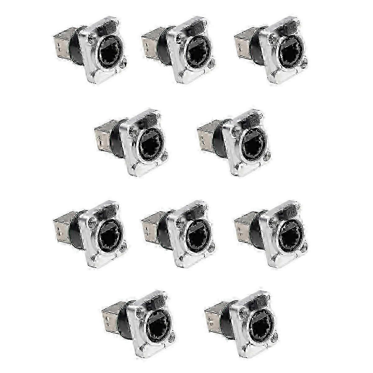10PCS Ethernet RJ45 Chassis Socket Pass Through Connector IP65 Waterproof