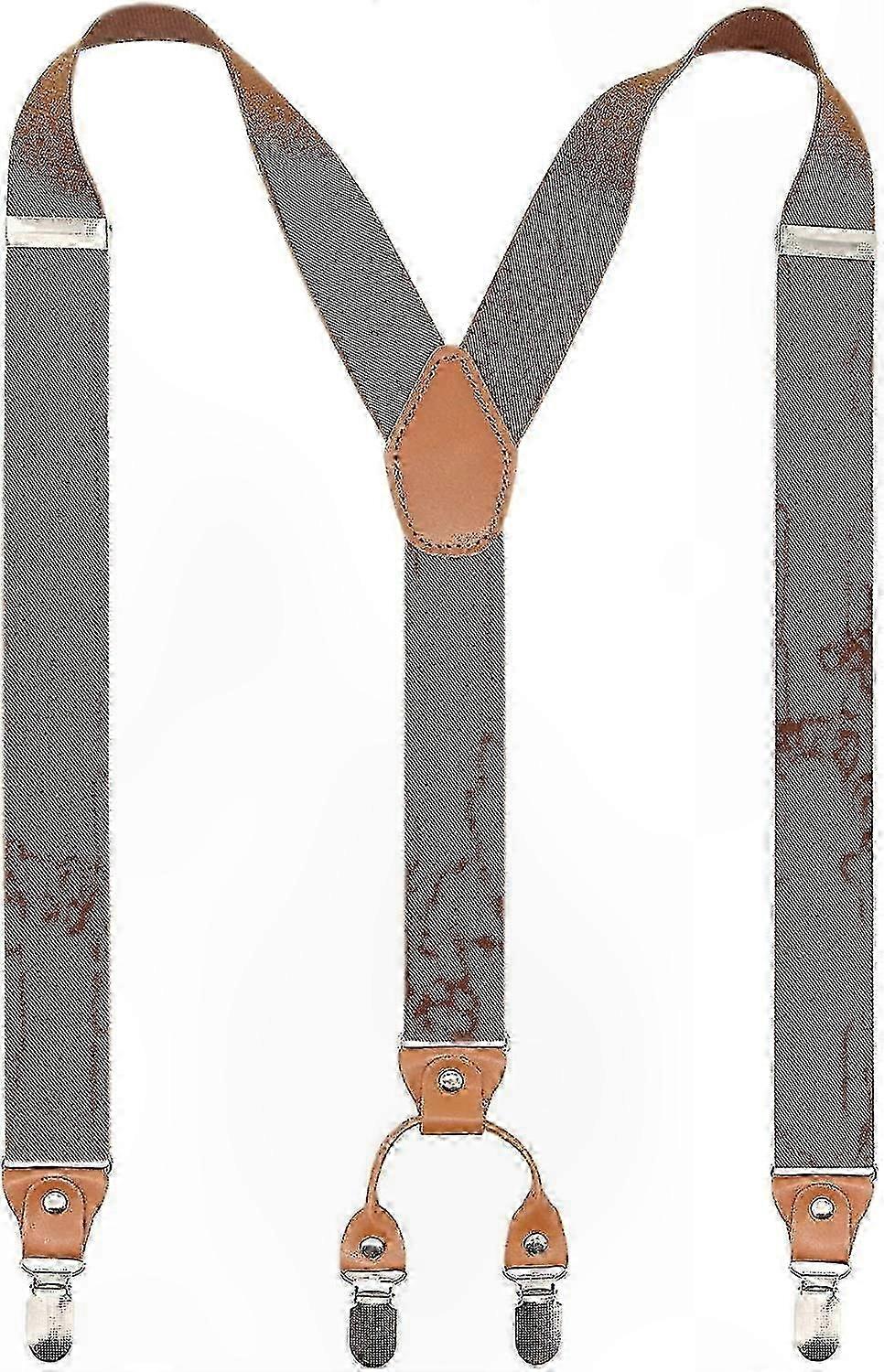 Wide Elastic Suspenders with 4 Metal Clips, Adjustable Y-Back Design for Men and Women, Suitable for Casual and Formal Occasions