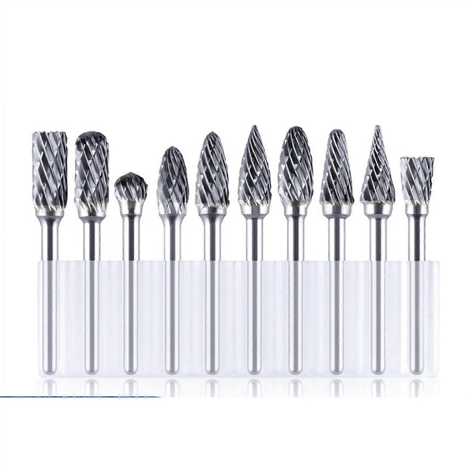 3mm Shank Carbide Milling Rotary Burr Single Double For Rotary Tools Electric Grinding 10Pcs (Color : 10pcs 3x6 DoubleCutB)