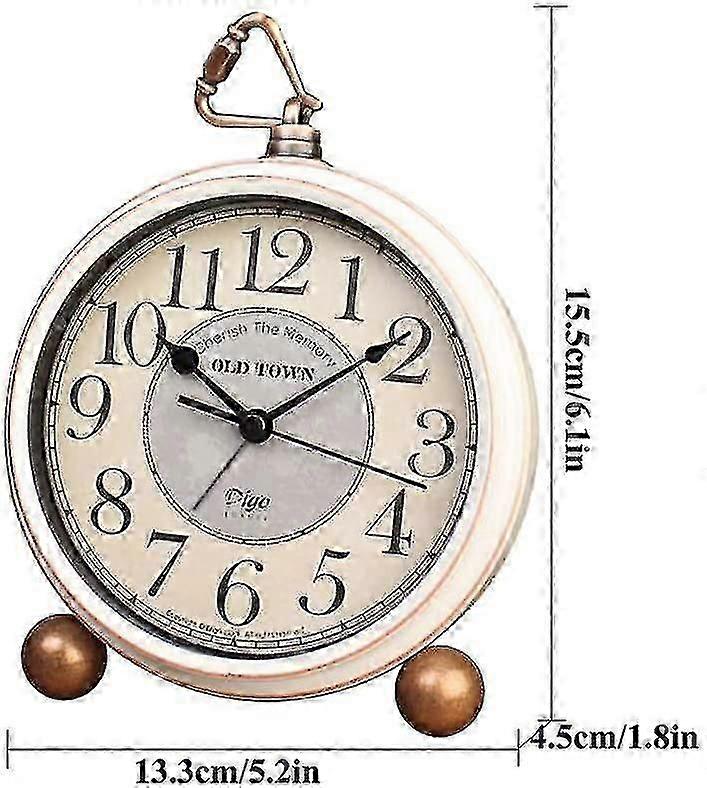 5.2 In Retro Vintage Non-ticking Desk Table Clock Small Decorative Alarm Clock Battery Operated