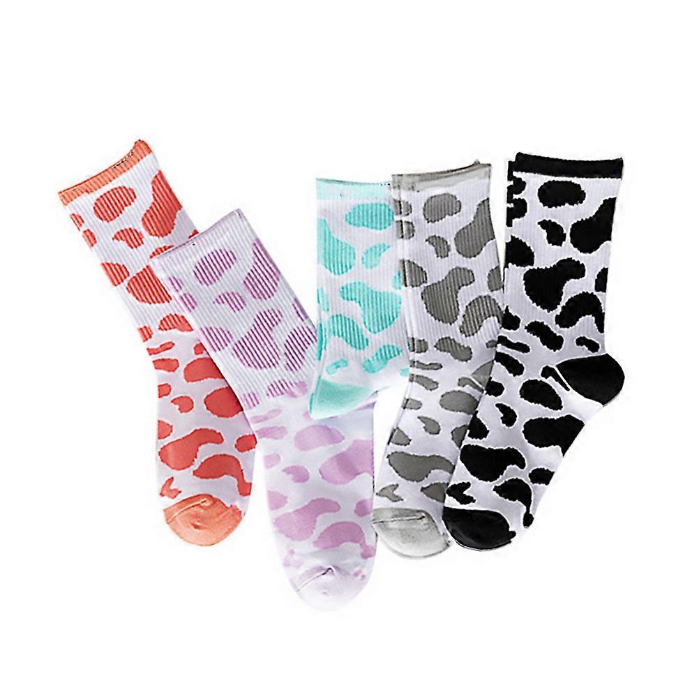 Cow Socks Mid-Calf Cotton Socks for Casual Outfits Assorted Color Wear-Resistant Comfortable 5pairs