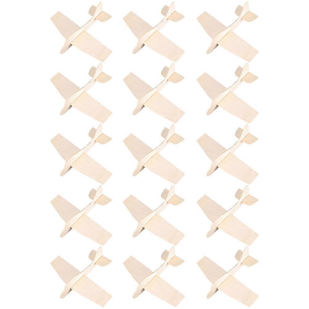Model Airplane Kits Wood Airplane Toy Plane Party Favors Khaki Wood Material Diy Assembly 15Pcs