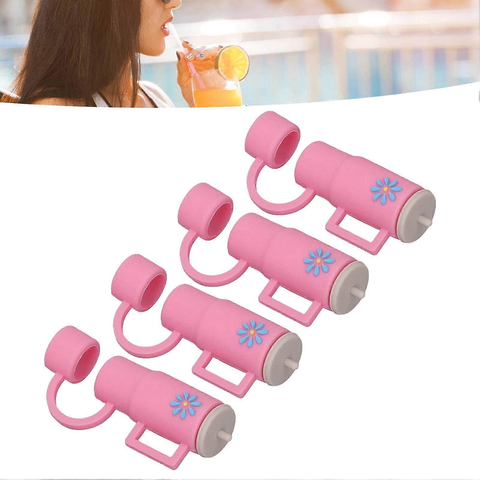 Reusable Silicone Straw Covers 4-Pack Dustproof Odorless Caps