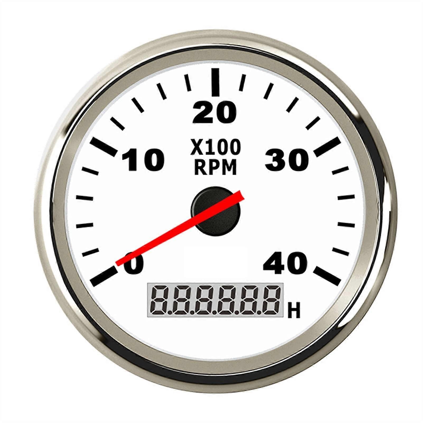 Tachometer 85mm Boat And Car, 0-9990 RPM, 12V/24V, Gasoline Engine, Red Light Indicator, Hour Meter, Lap Timer, WS 4K