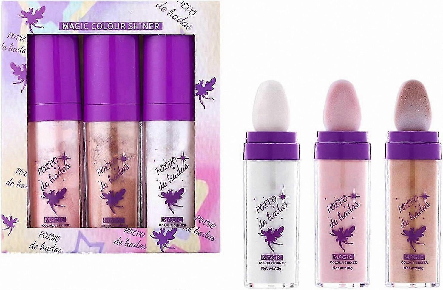 Shimmer Powder Stick, Glitter Highlighter for Body, Sparkle Patting Powder, Lightening Fairy Dust Highlighter Stick