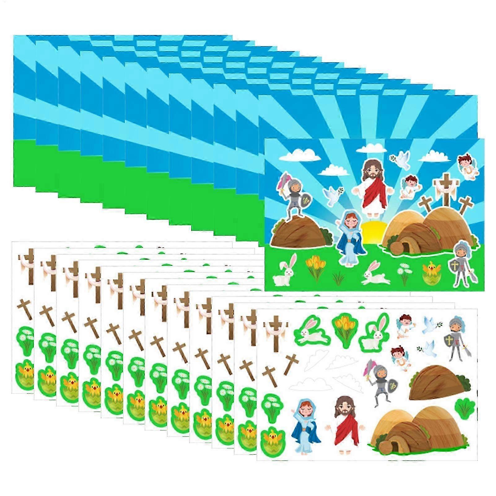 2025 Easter Jesus Scene Activity, Christian Easter Craft Set, Easter Stickers