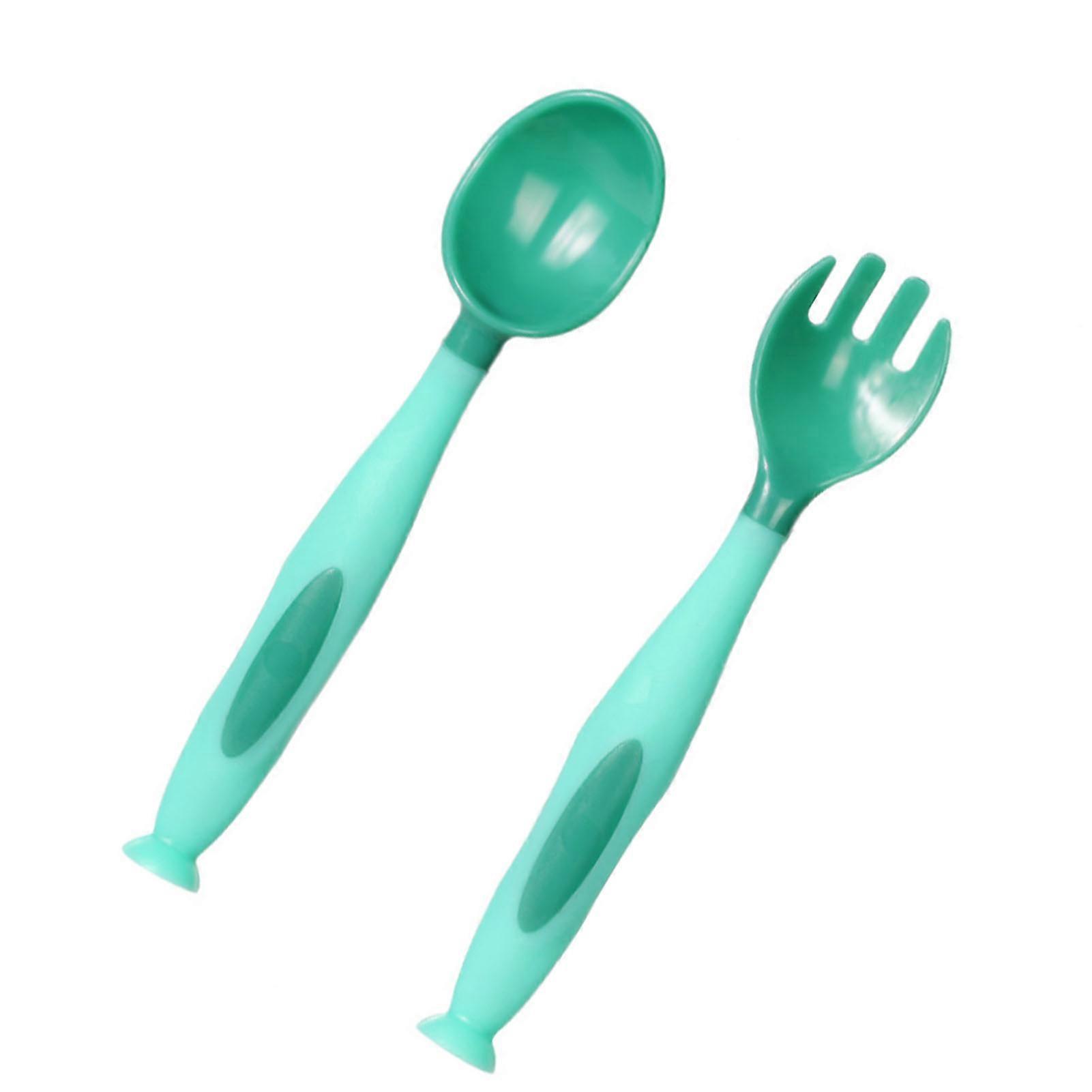 Baby Gabel Löffel Set Kurzer Griff Weich PP Kleinkind Utensilien Grün