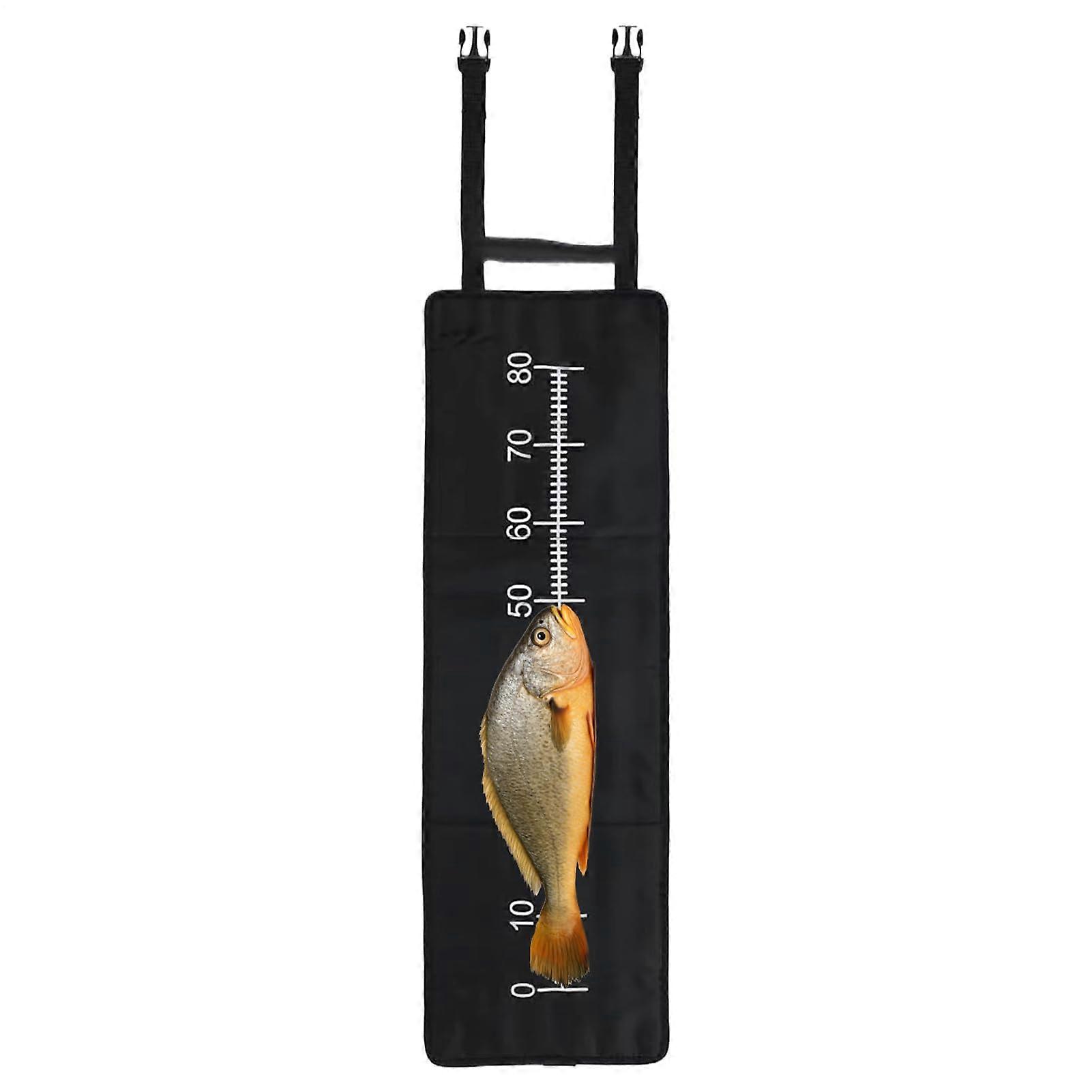 Carp Fishing Landing Mat Foldable Portable With Scale For Ice Camping Beach River Freshwater Boat Black
