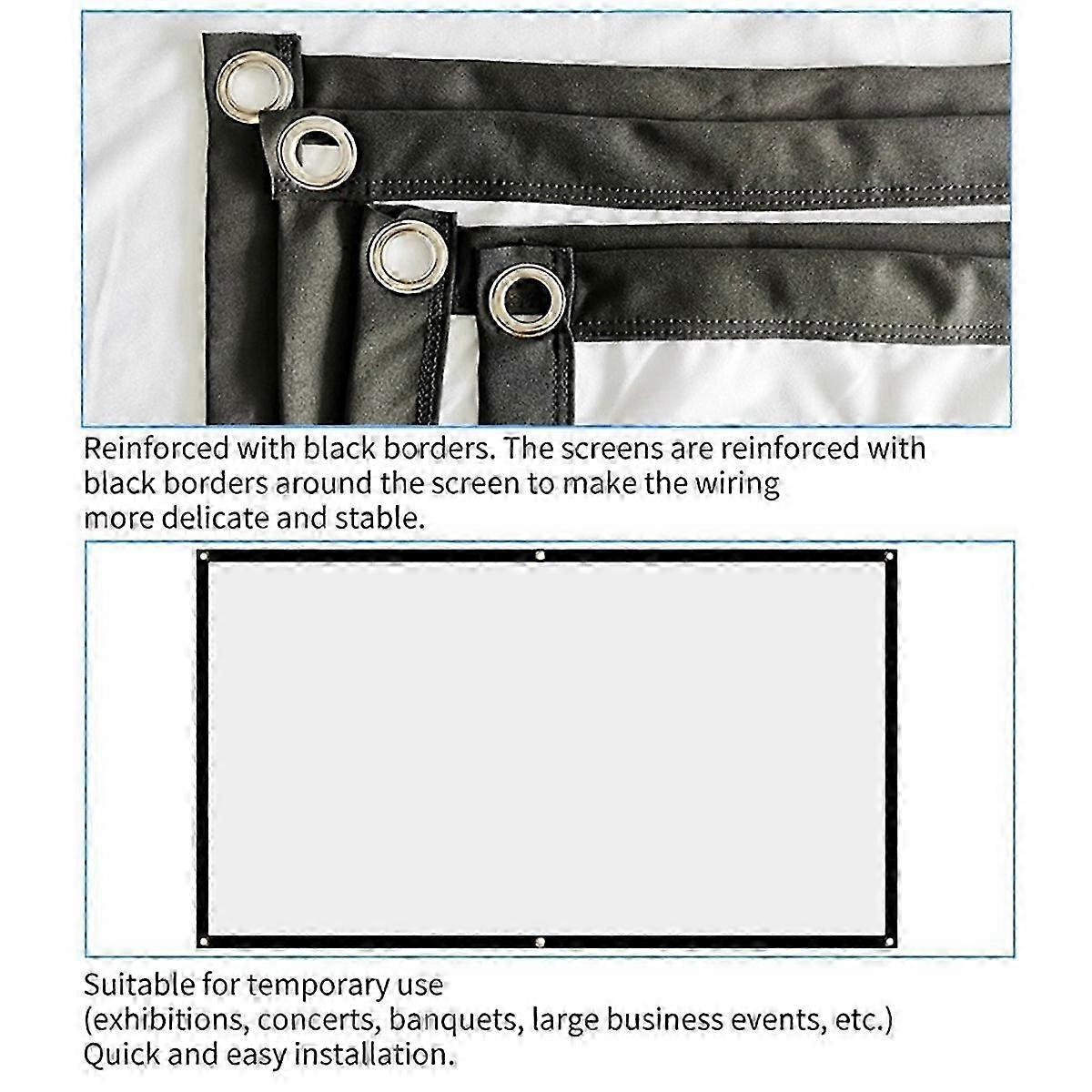Projector Screen for Home Theater White Foldable Anti-Crease(100Inch)