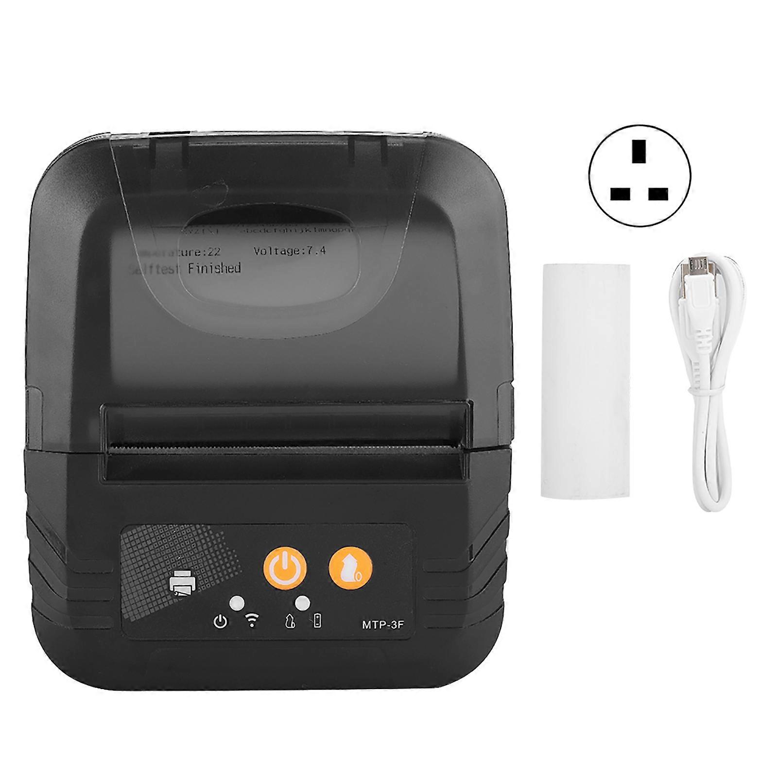 Thermal Label Printer Portable for Bluetooth Take Away Receipt Printing Machine 78mm(UK Plug )
