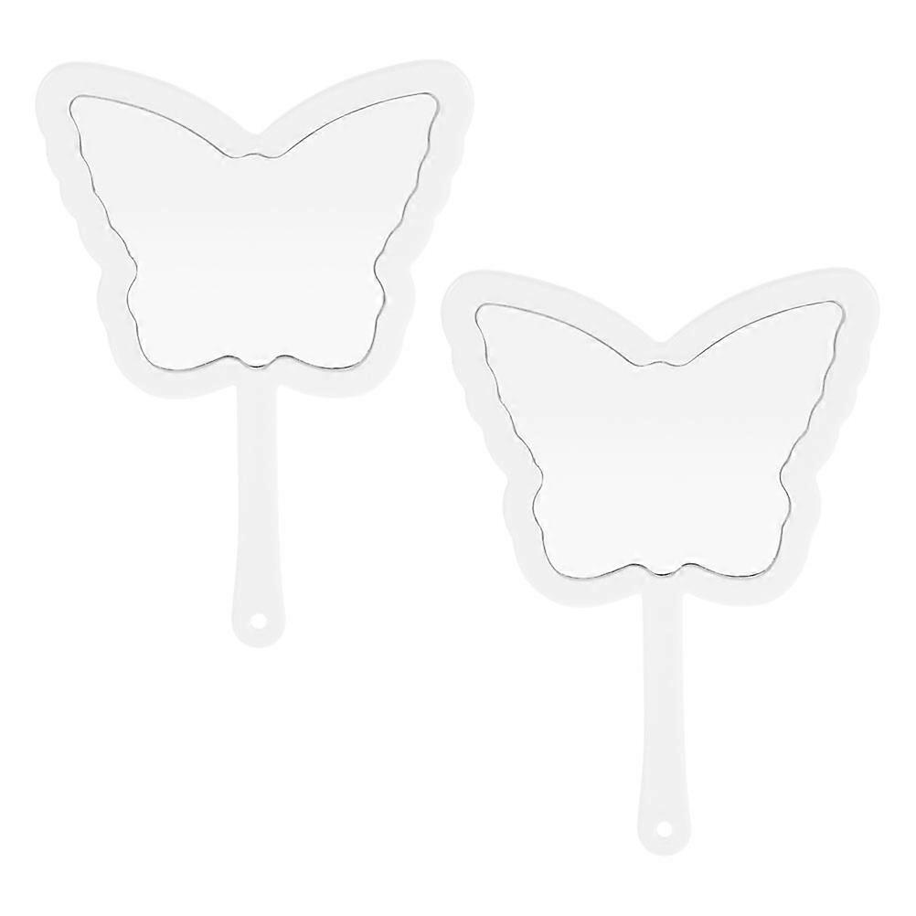 Butterfly Shaped Handheld Mirror High Definition Portable For Girls Travel Use Compact Design Glass And Plastic 20.00X13.60X0.20CM 2Pcs