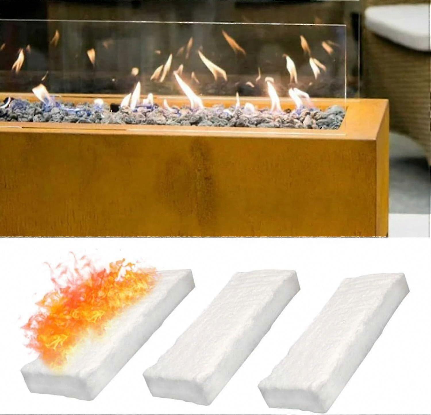 3pcs Ceramic Wool Sponge for Bioethanol Fireplace Firebox, Leakproof Combustion, Smokeless Tabletop Fires (30x10x15cm)