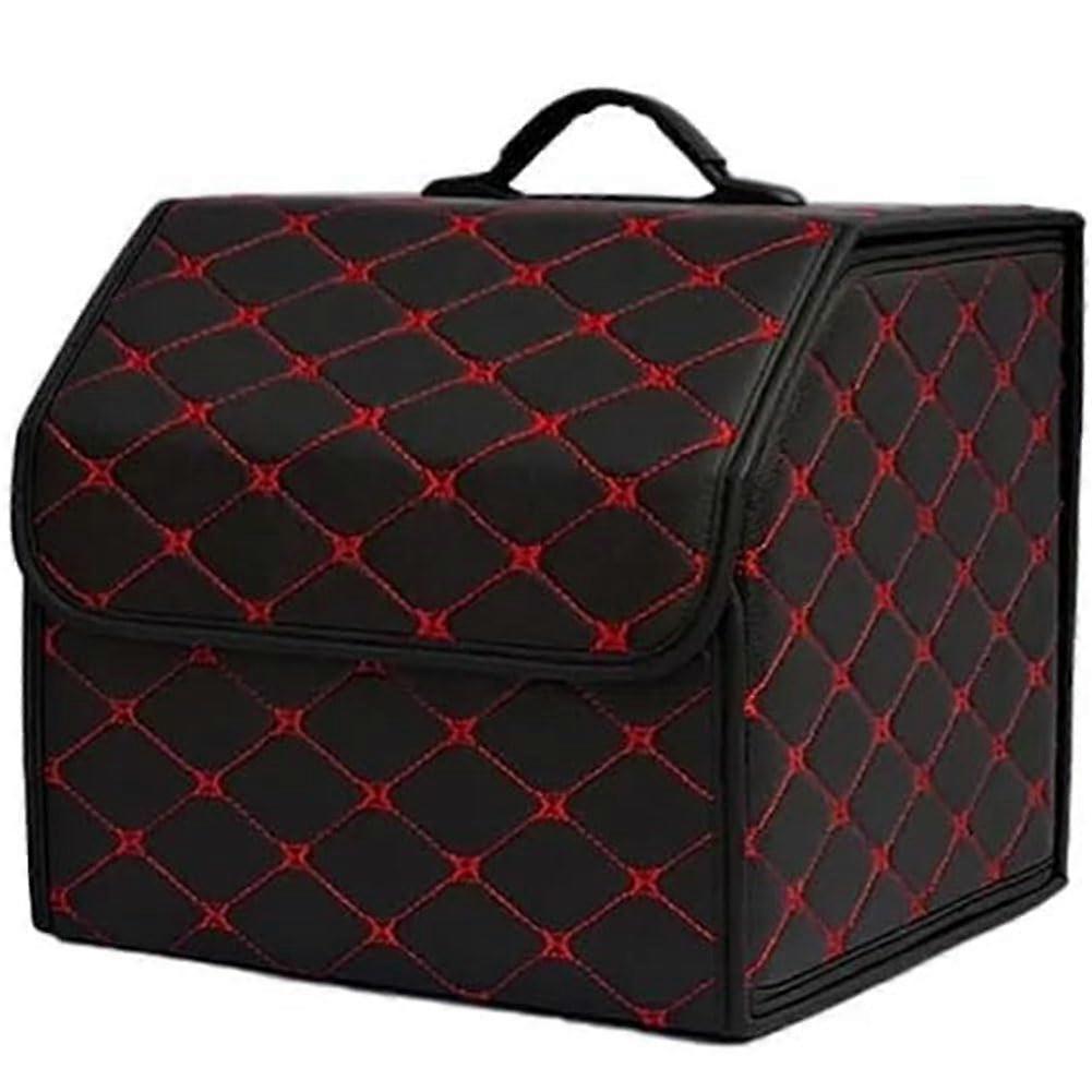 Car Trunk Organizer Box For 2022 PU Material Foldable Waterproof Car Boot Storage BlackRed Size S