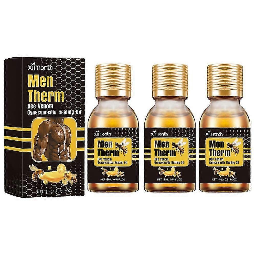 1-3Pcs Mentherm Bee Venom Gynecomastia Heating Oil, Men Therm Bee Venom, for Chest
