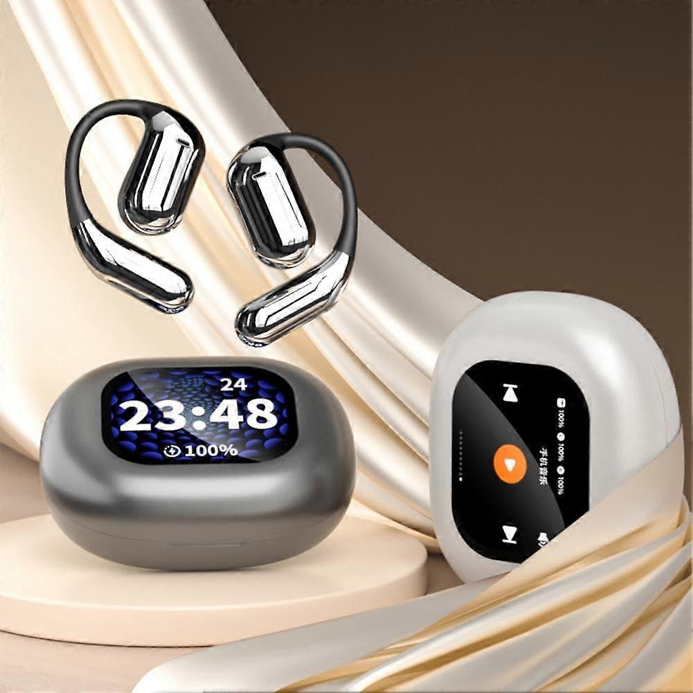 Q16Pro Wireless Bluetooth Headset Hanging Ear OWS Earpiece 500mAh Case 72H Talk Time iOS Android V5.4 Touch Screen Black