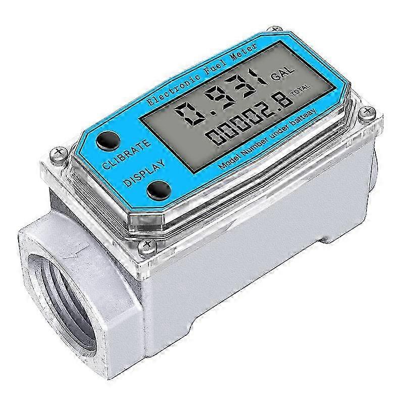 Digital Turbine Flow Meter 1 Inch NPT FNPT Thread LCD Display for Water Oil Fuel Gas Measurement