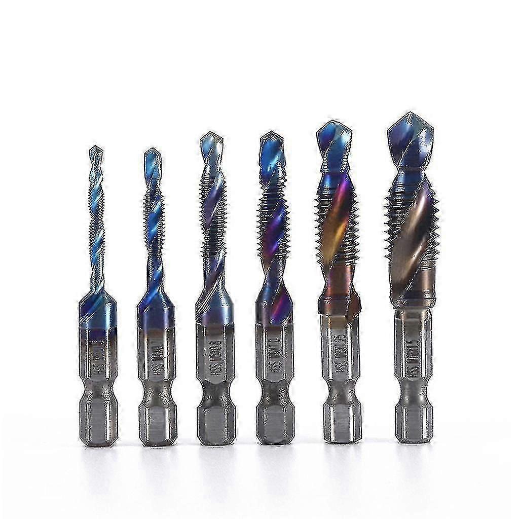 6pcs/set Hand Tap Drill Bits Hss Screw Spiral Point Thread M3 M4 M5 M6 M8 M10