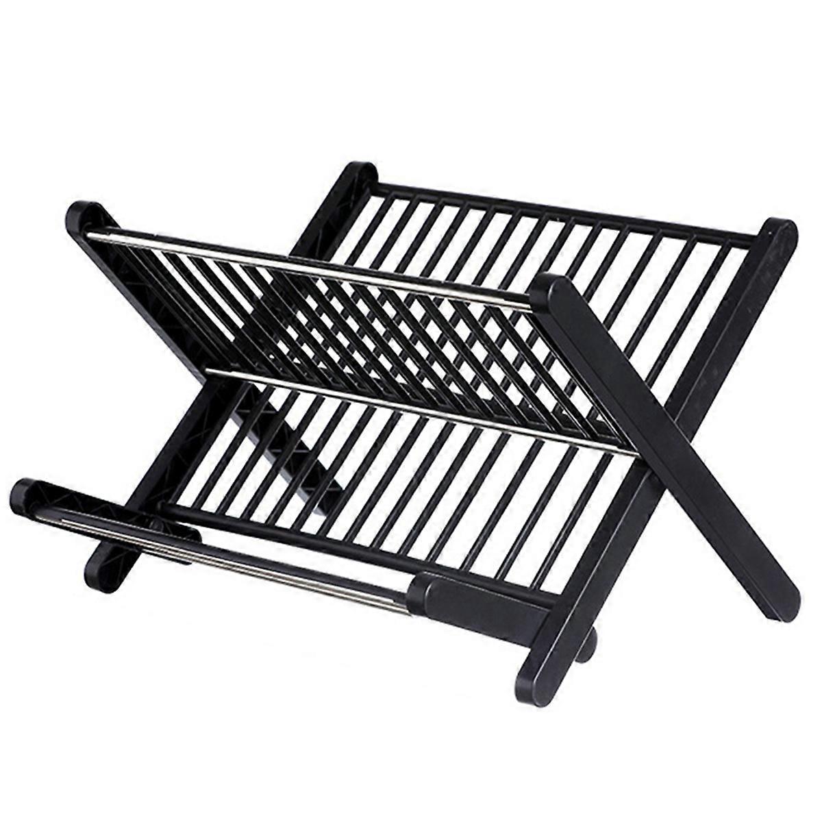 Foldable and Easy to Drain Bowl and Tray Rack, Kitchen Multi-Purpose Storage Rack, Tableware Bowl and Tray Storage Rack Black