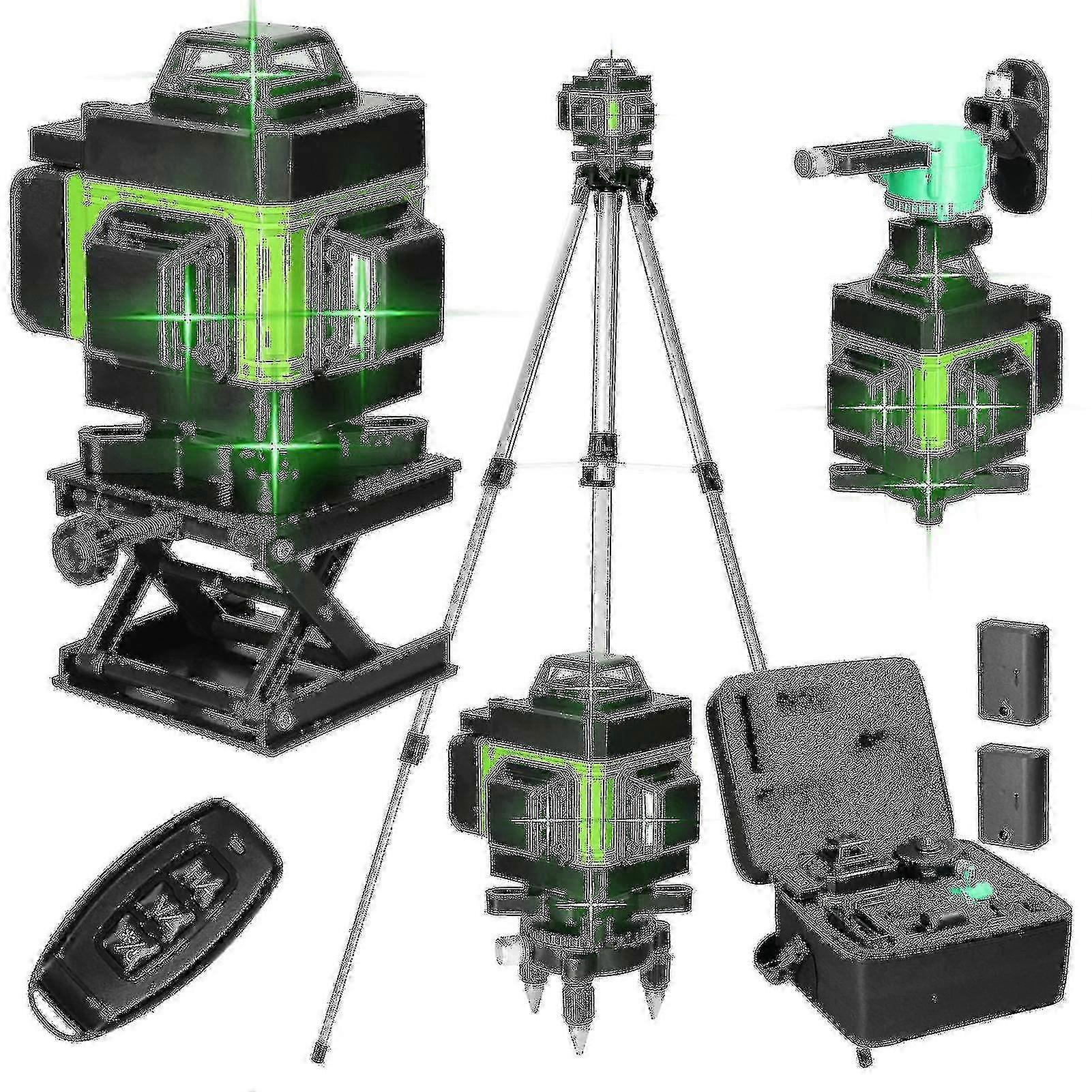 Multifunctional 4d 16 Lines Laser Level 3 Self-leveling Machine Usb Rechargeable Lithium Battery Leveling Tool With 1.5m 3-heights Adjustable Alloy Ex