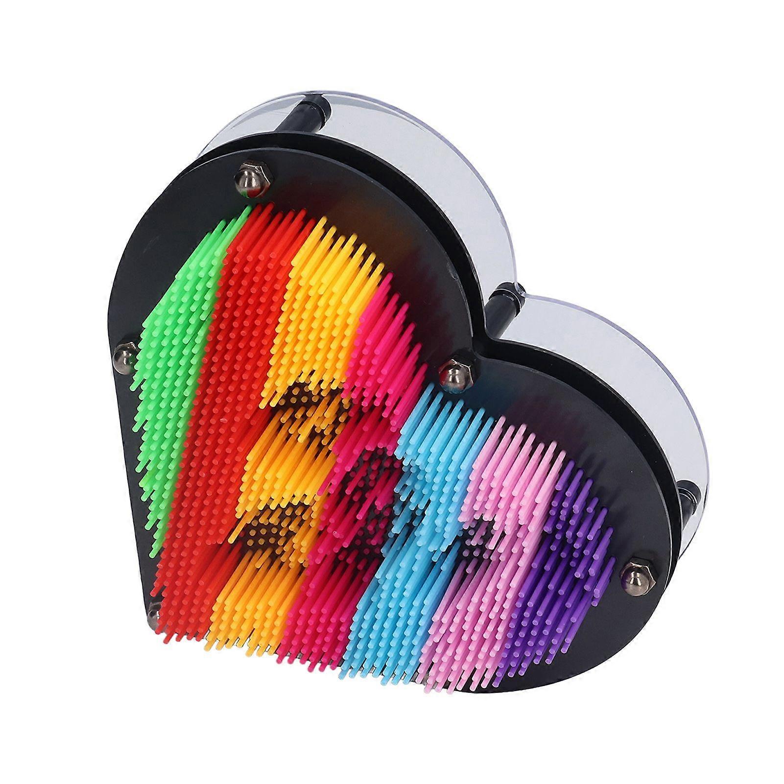 Pin Art Board 3D Three Dimensional Heart Shaped Rainbow Clone Hand Model Needle Painting Handprint Decoration