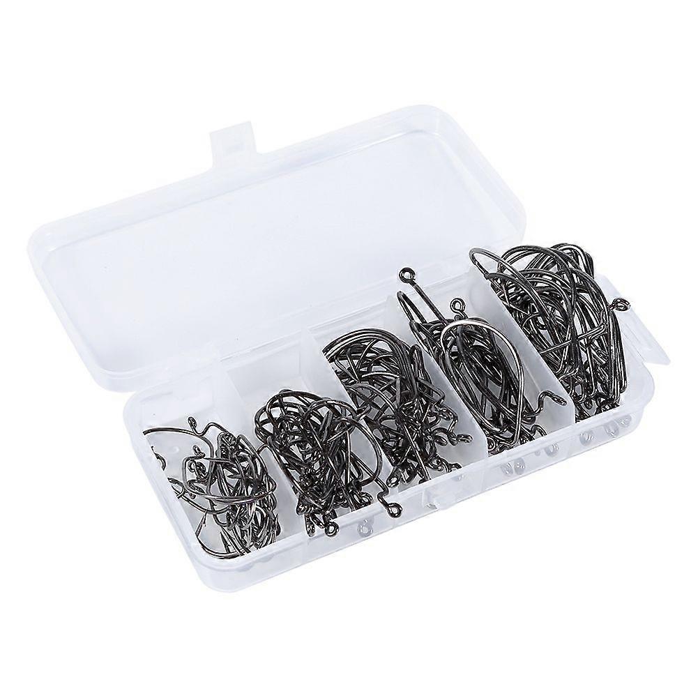 100PCS/Box Fishing Crank Hook High Carbon Steel Offset Lure Jig Worm Fishing Accessories Tools