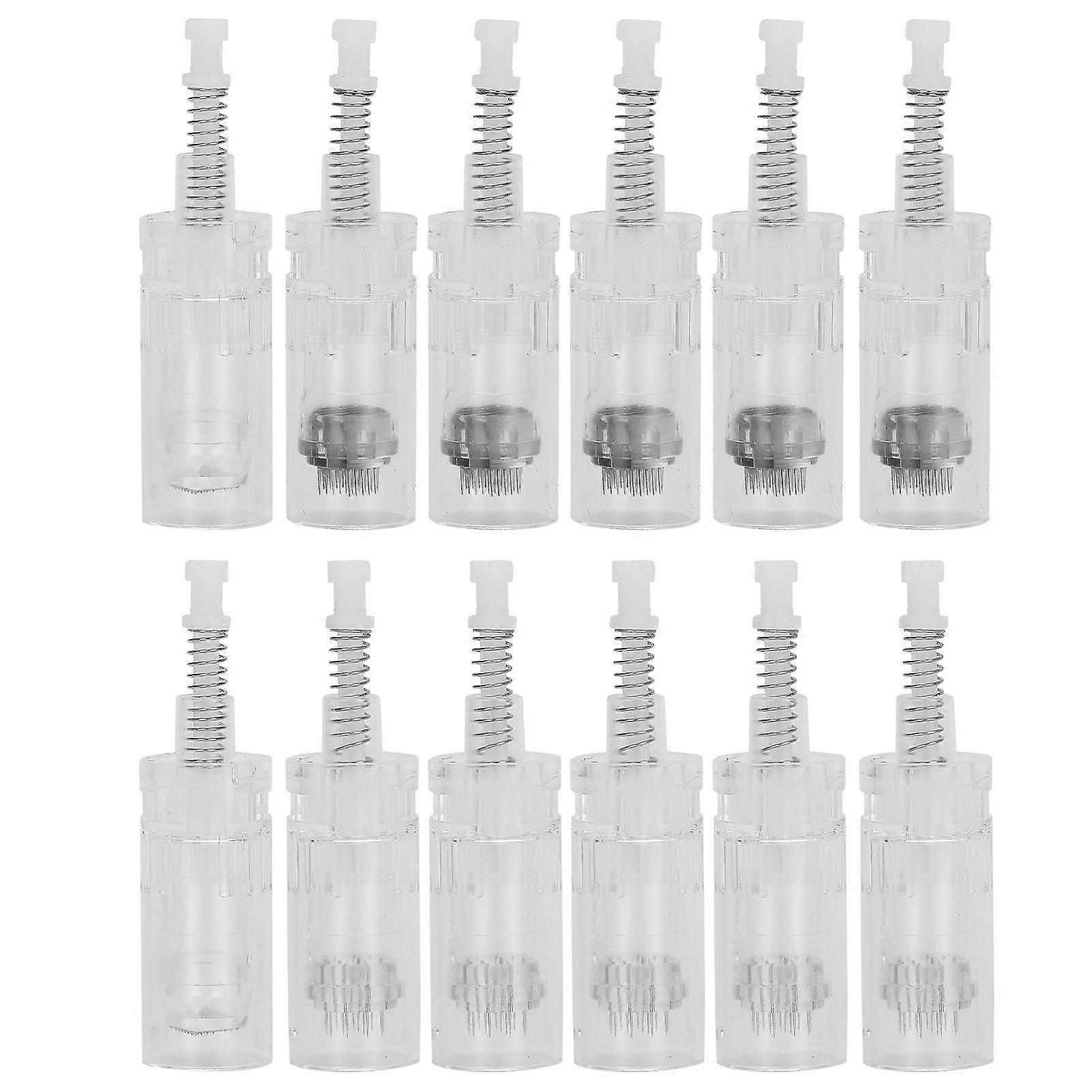 12pcs Micro Needles 12pin/ 36pin /5D Electric Micro Needle Replacement Derma NeedleTransparent