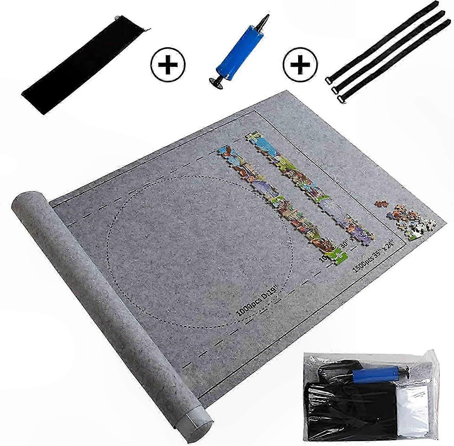 Portable Felt Puzzle Mat Roll with Storage for Up to 1500 Pieces
