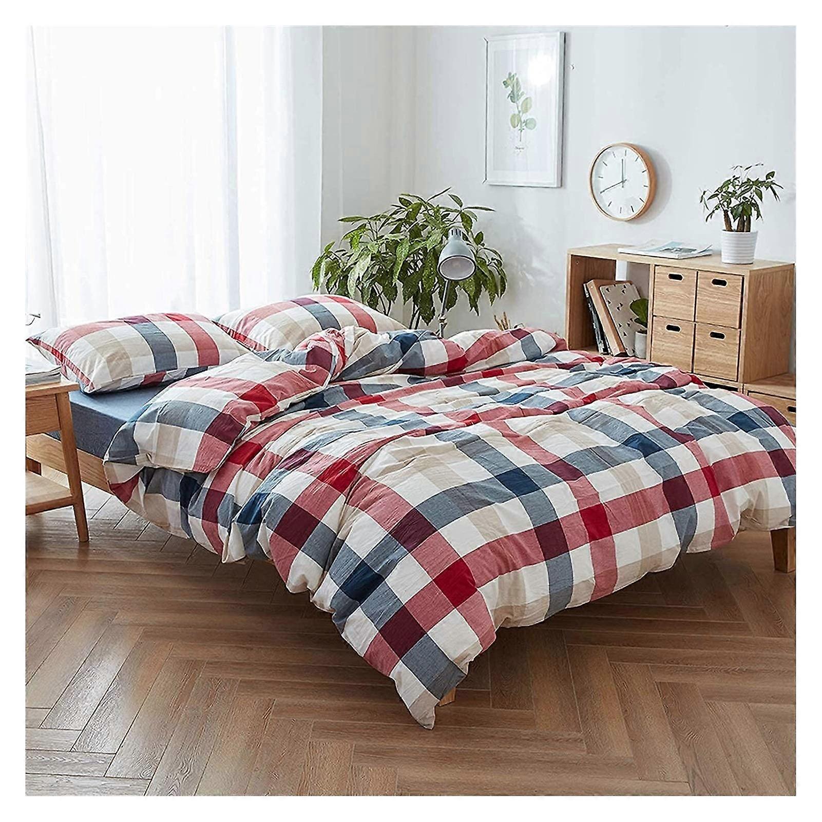 Bedding Comforter Set 4Piece Cotton Washable Double Size Includes Quilt Cover And Pillowcases Color K