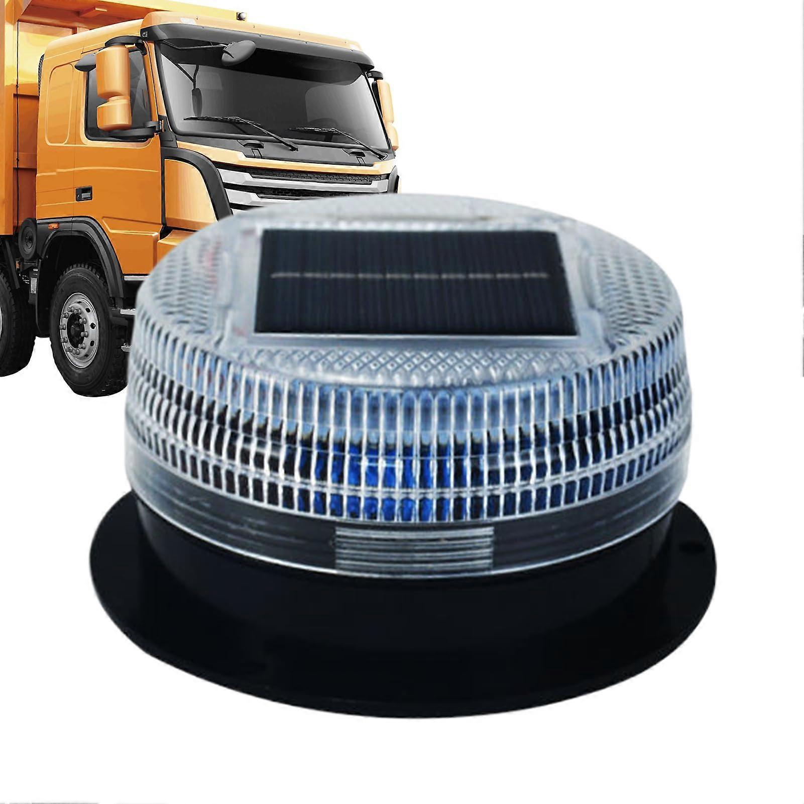 Solar Warning Light Waterproof LED Strobe Beacon Solar Powered Red and Blue Easy Installation and Removal
