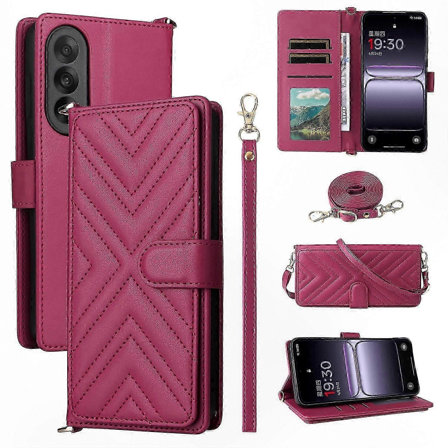 Genuine Leather Wallet Case with Shoulder Strap, Stand Feature for 5G Phones, Compatible with Ace and Ultra Models