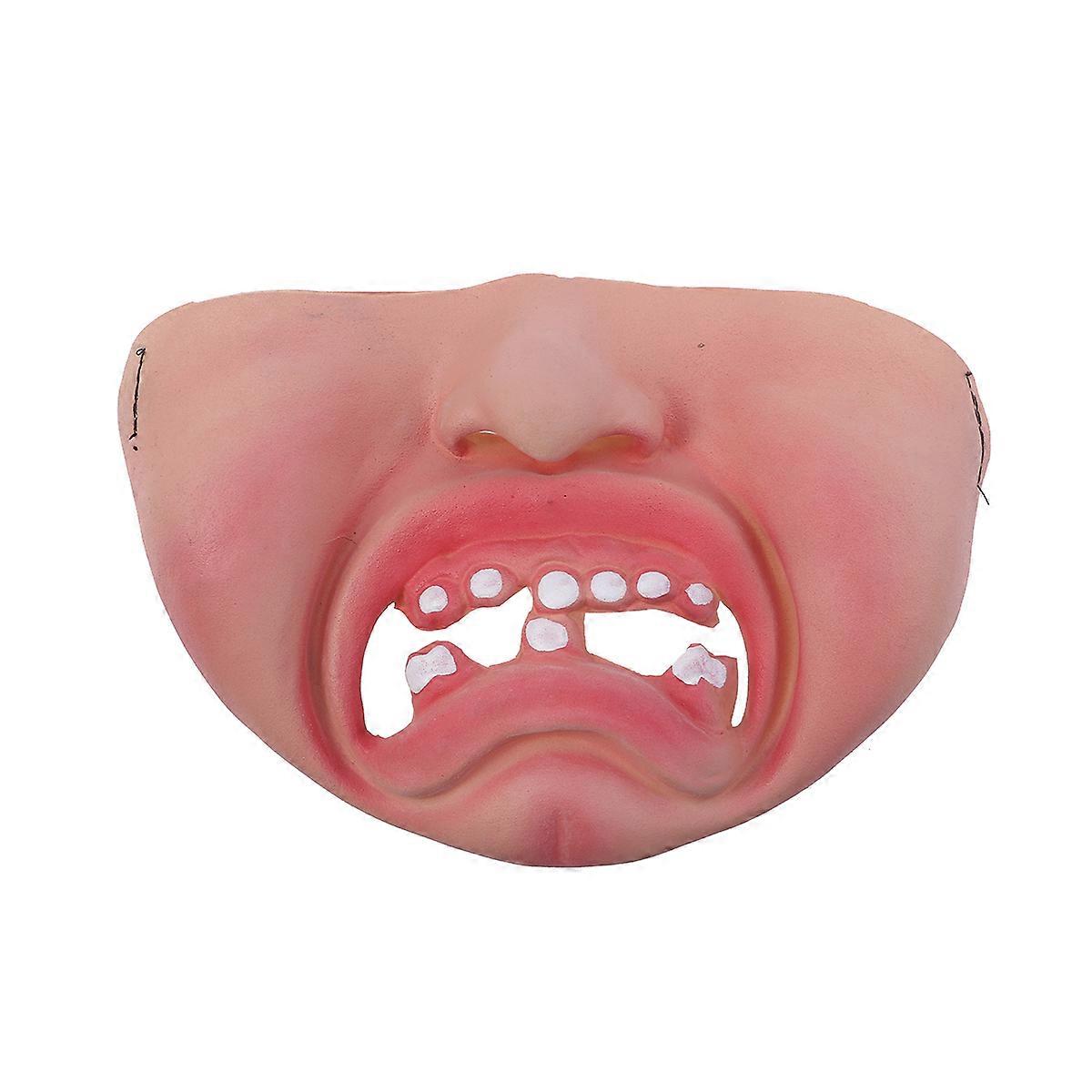 Khaki Halloween Costume Mask for Party Use Half Face Mad Angry Pattern