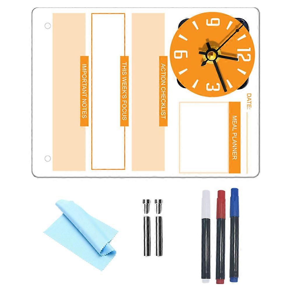 Acrylic White Board Clock Type Dry Erase Board for Desktop 3Sets Memo Boards