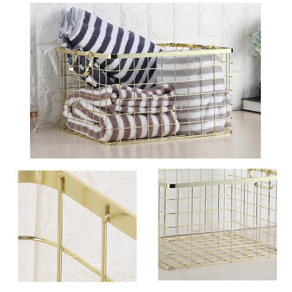 Iron Storage Organizer Basket Book Snack Holder Nordic Style 33.50X28.00X20.00CM Desktop Use 1Pack