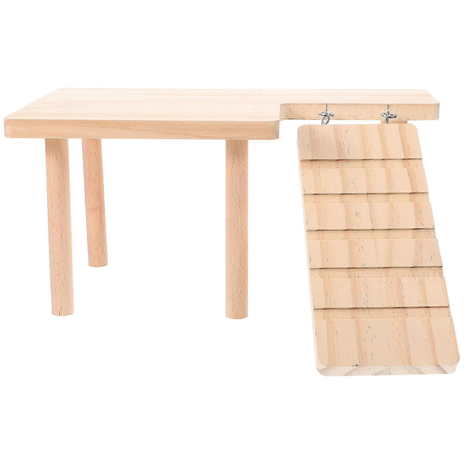Hamster Stand Platform Wooden Hamster Platform Toy Pet Cage Accessory Climbing Playing Resting Brown 28.00X17.00X14.00CM 1Set