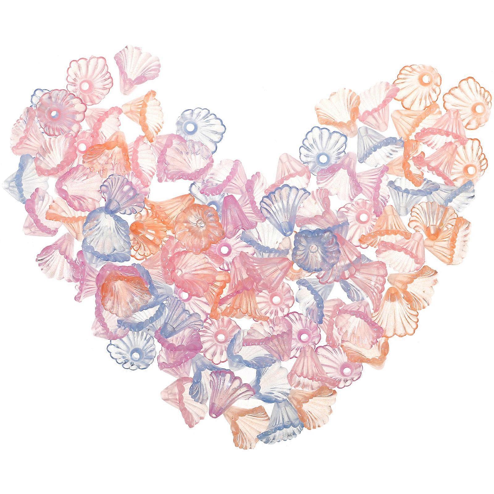 300Pcs Flower Shape Acrylic Beads for Jewelry Projects DIY Crafts Assorted Color Hole Design Accessory Components