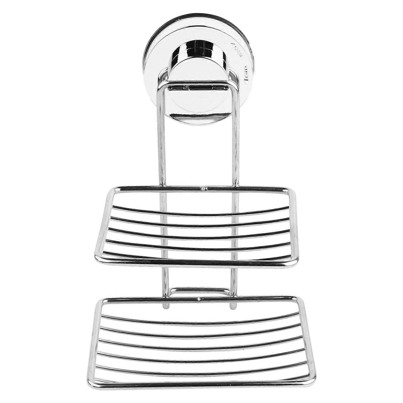 Double Layer Soap Holder Stainless Steel for Storage Use 2Pcs Silver