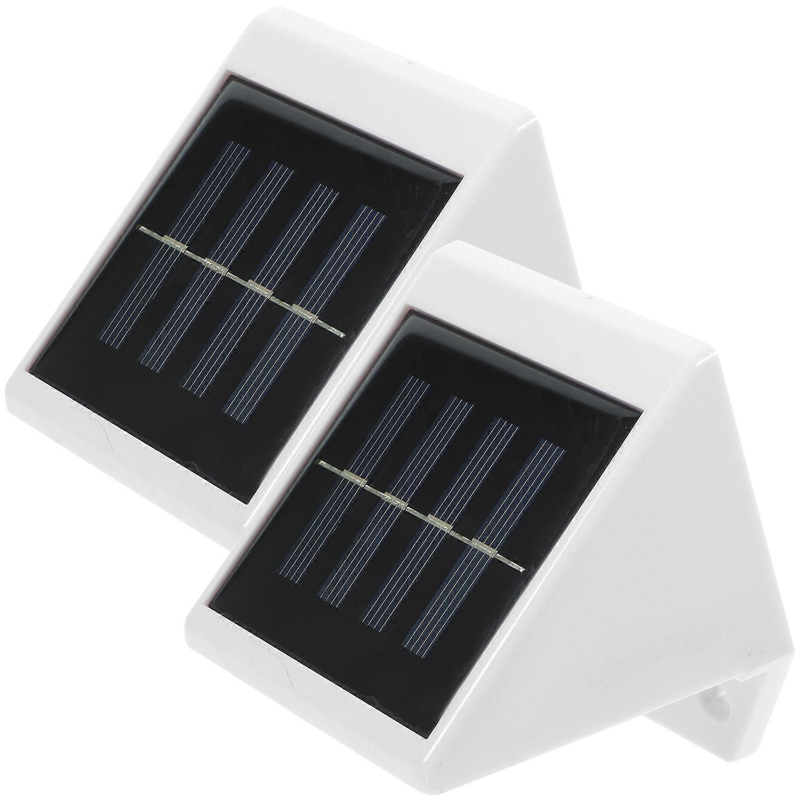 Solar Power Wall Light Warm White LED Fence Lamp 4Pcs for Outdoor