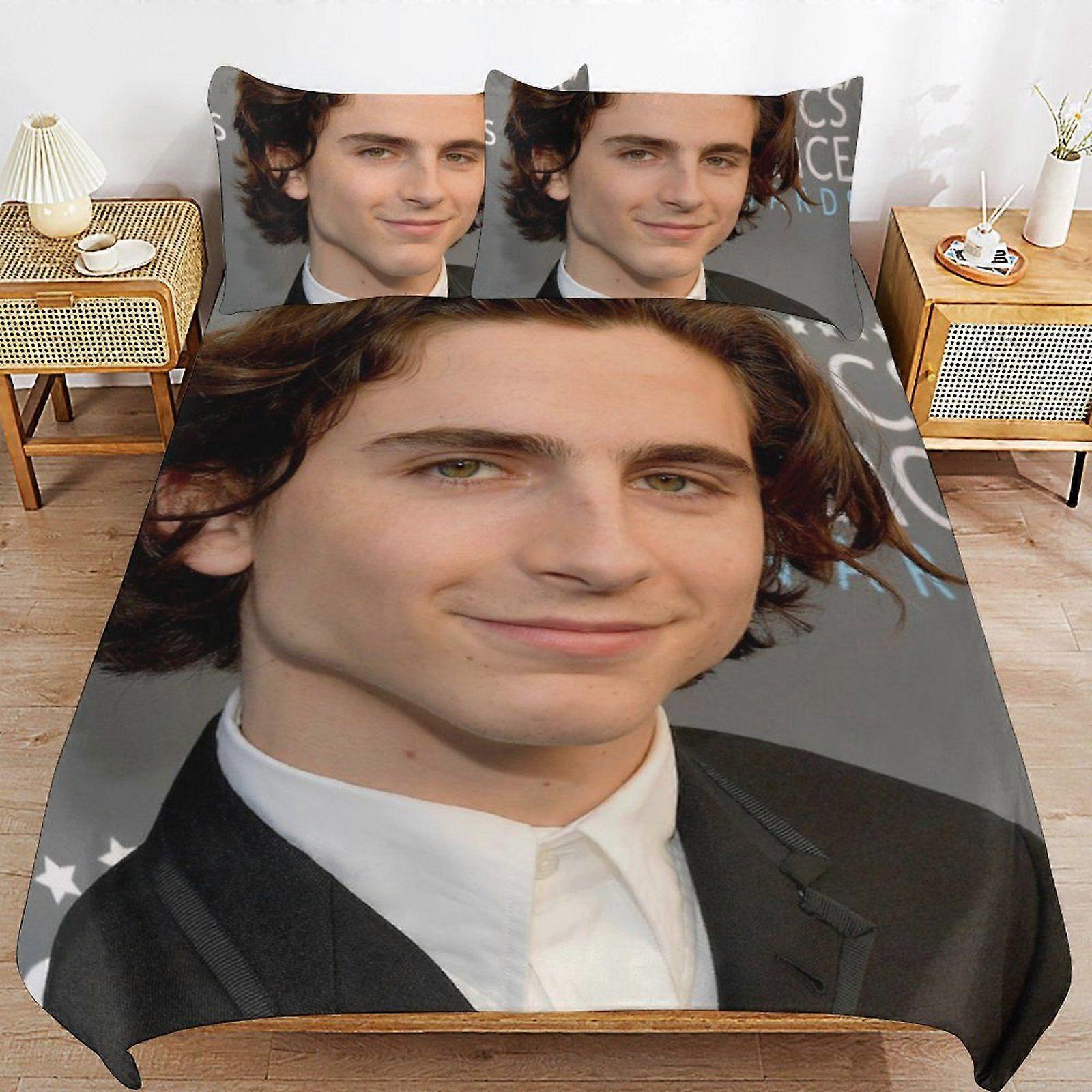 e569 Timothe Chalamet Durable Fabric Sleep System Smooth Texture Cozy Comfort Duvet Cover Sets for All Seasons d569