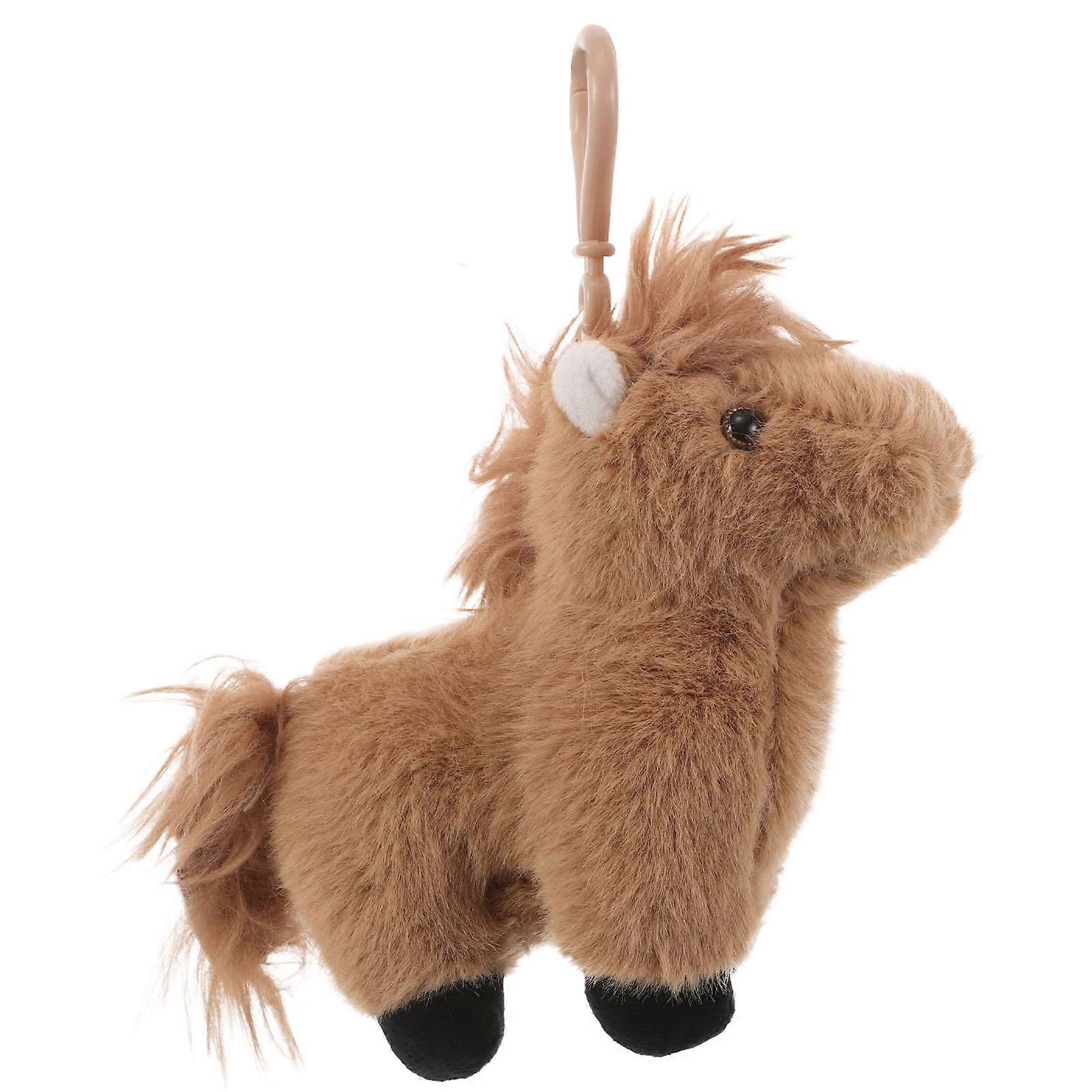 Plush Keychain Cute Horse Bag Charm for Hanging Keys 5Pcs Set Brown Soft Toy