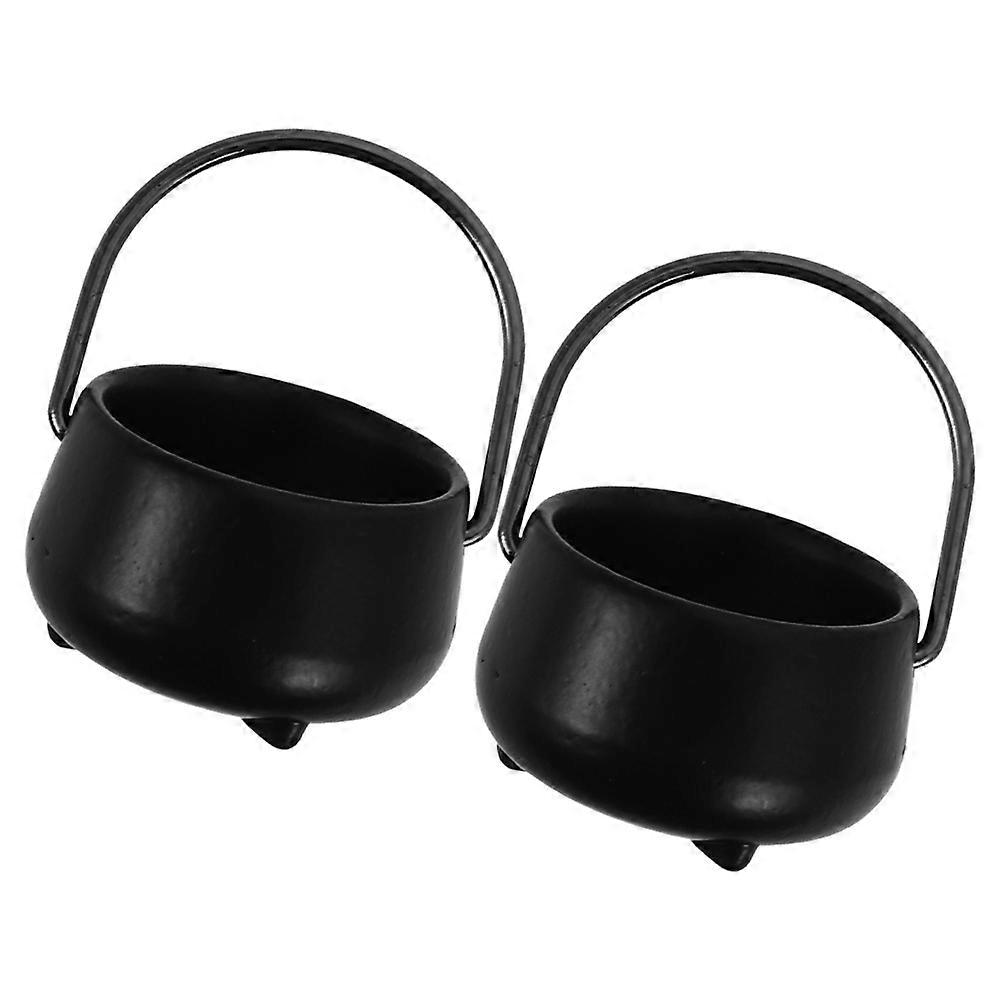 Mini Cauldron Pots for Halloween Dollhouse Decoration 2Pcs Set