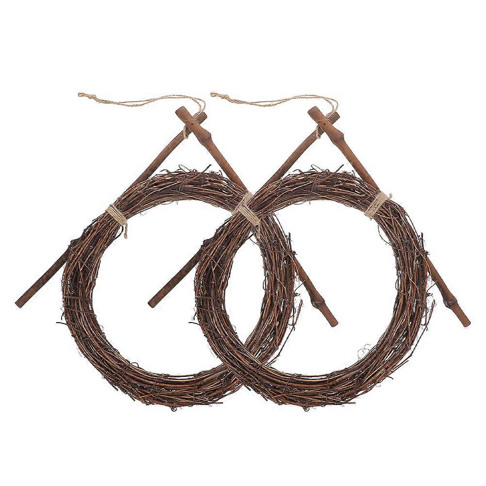 2Pcs Vine Branch Wreath Decorative Circle Frames Suitable For Christmas Weddings DIY Craft Enthusiasts