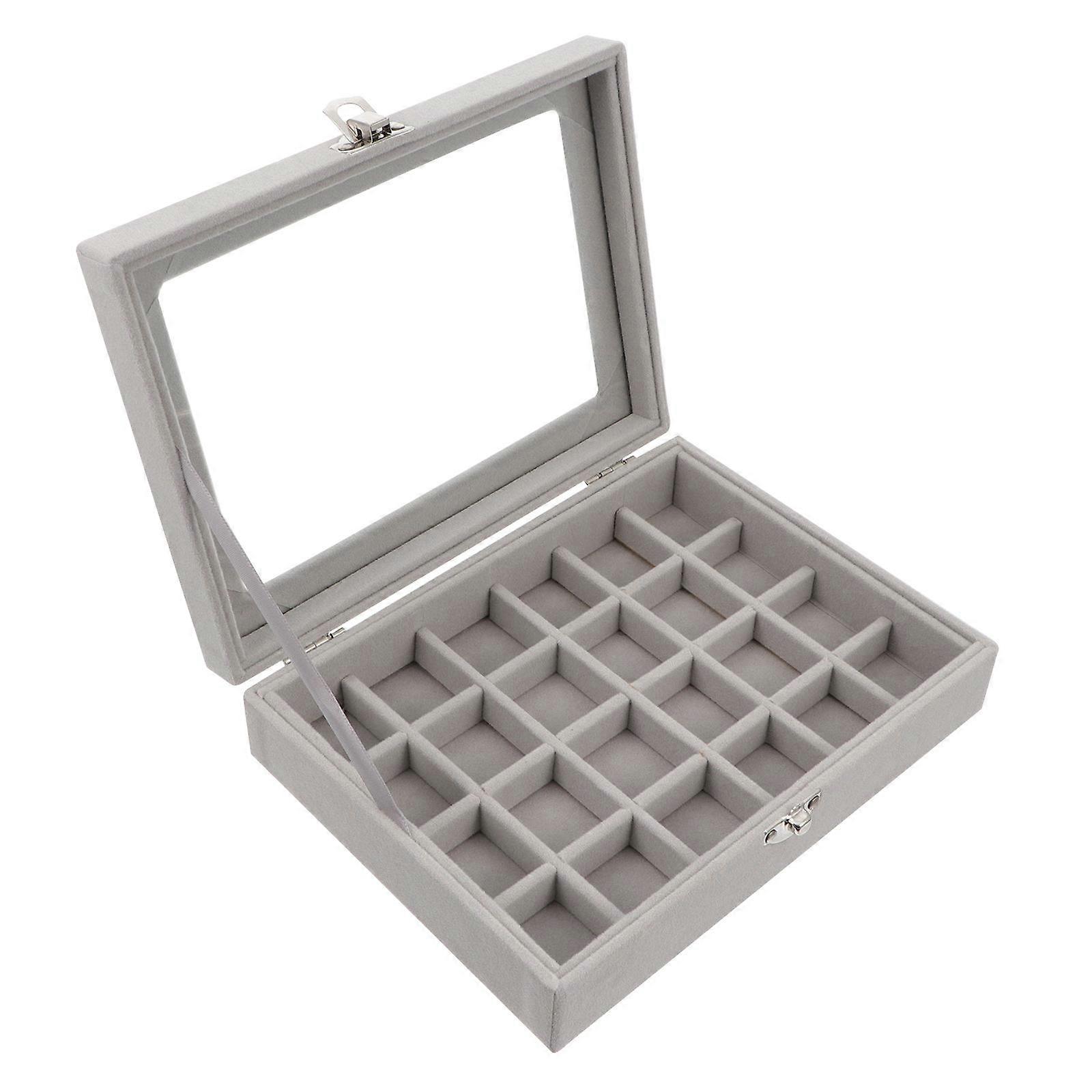 Jewelry Organizer Box Simple Design Earring Storage Container Grey 1Pack