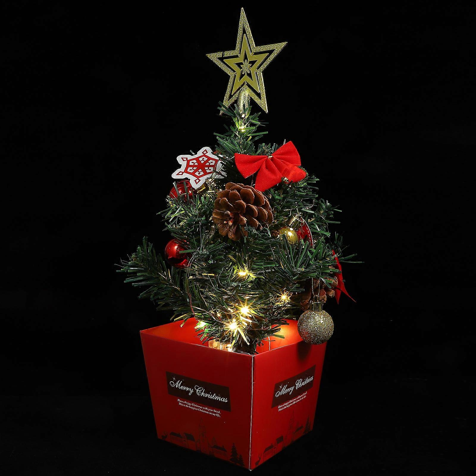 Xmas Tree Small Christmas Tree Ornament with Light Up Design 4Pcs Set for Decor